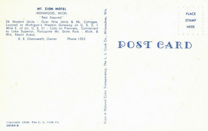 Mt. Zion Motel - Old Postcard View (newer photo)